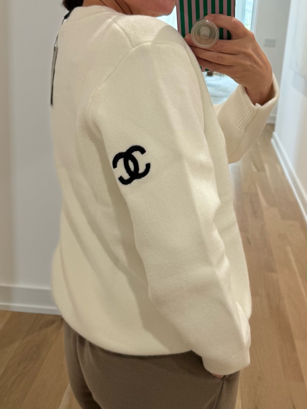 Vintage CC Cream Sweater with Black Logo